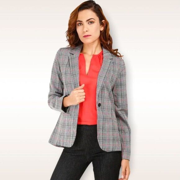 GAP Jackets & Blazers - Gap Black Plaid Academy Blazer Jacket Gray 16 XL